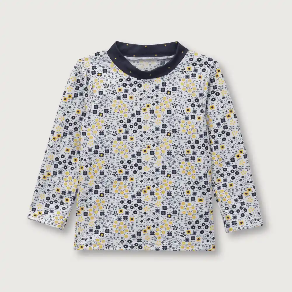 Polera Protección Uv Para Niño Flores Amarillo Talla 9m
