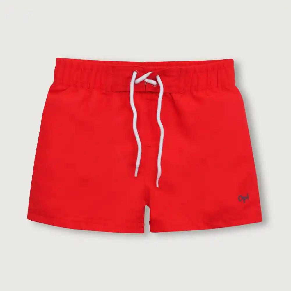 Traje Baño Elástico Cintura Y Amarra Niño Rojo Talla 12m
