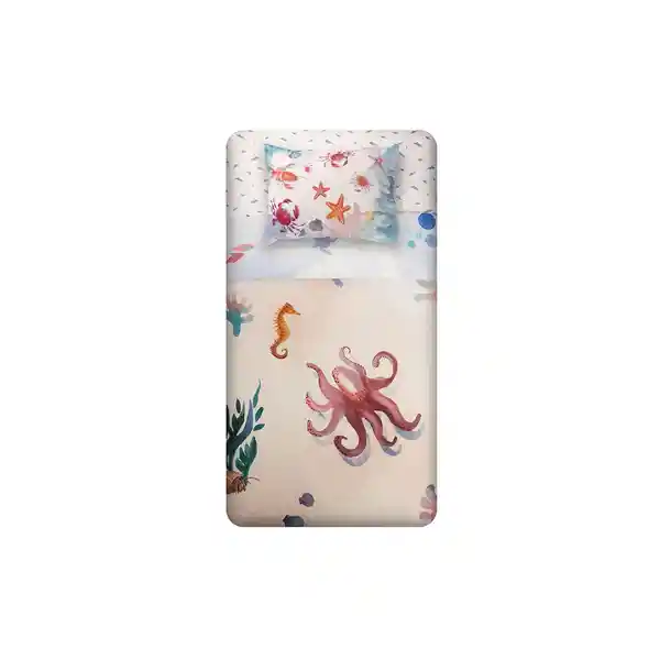 Funda Plumón Reversible Océano 1.5 Plazas Rosen