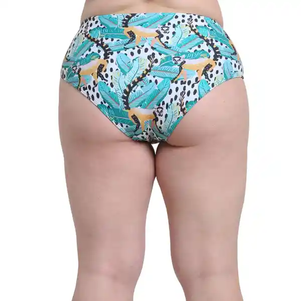 Bikini Calzón Estilo Pin up Estampado Verde Talla S Samia