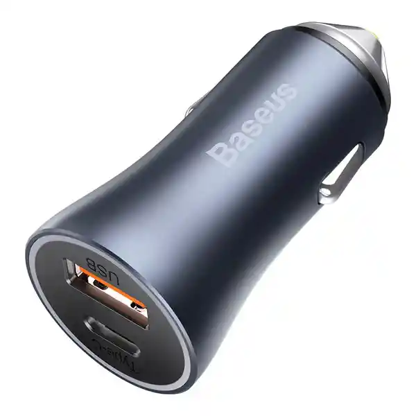 Baseus Cargador Doble Rápido Auto Pro USB + Tipo C 40W Gris