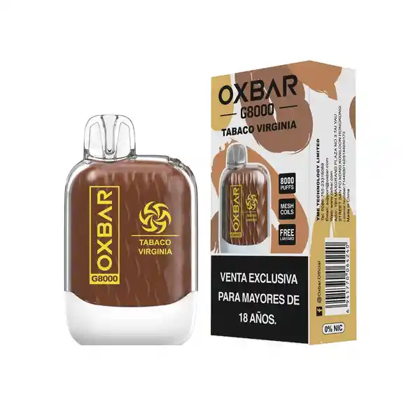 Vaportek Vaporizador Oxbar Tabaco Virginia 8000 Puffs 5%