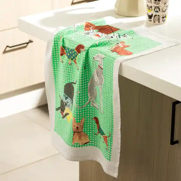 Paño Cocina de Algodón Velour Estampado Verde Casaideas