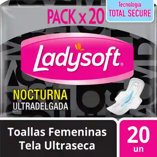 Toalla Femenina Ladysoft Ultradelgada Nocturna Tela Malla x20