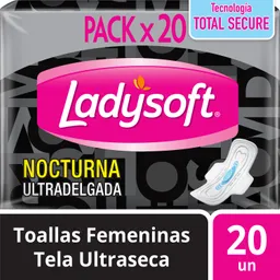 Toalla Femenina Ladysoft Ultradelgada Nocturna Tela Malla x20