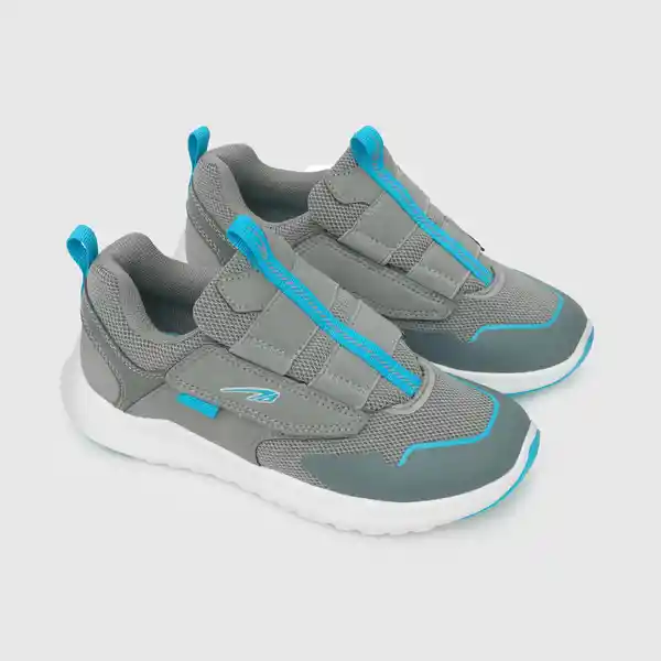 Zapatillas Deportiva Calce Fácil Niño Gris/Azul Talla 29 Colloky