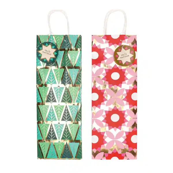 Set Bolsa de Regalo Para Botella Navidad 40 x 14 cm Casaideas