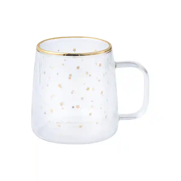 Taza Doble Vidrio Estrellas Doradas 250 mL Adagio Teas