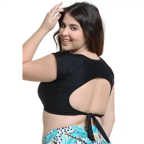 Bikini Estilo Crop Top Negro Talla M Samia