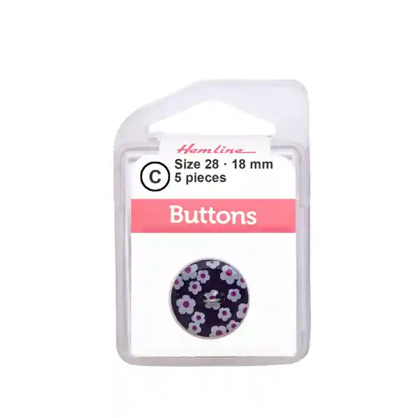 Botón Plástico Diseño Flores Morado 18mm 5 D Hb07628.54 18mm 5