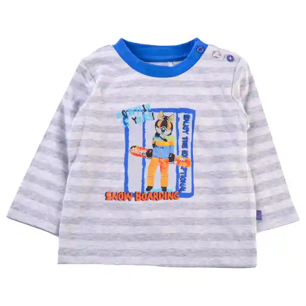 Polera Manga Larga Bebé Niño Gris Claro T. 3 M Pillin