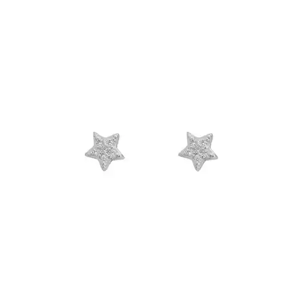 Boaz Aros Mini Stars Circones Bañados en Oro Blanco