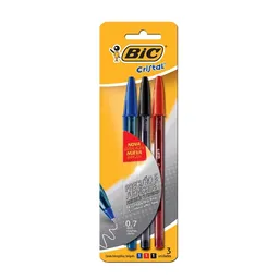 Bic Bolígrafo Cristal Azul Rojo Negro
