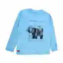 Polera Manga Larga Niño Celeste Talla 4 A Pillin