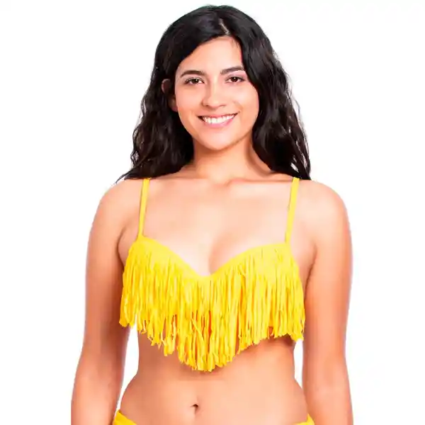 Bikini Estilo Sostén Con Flecos Amarillo Talla XL Samia