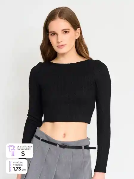 Index Polera Manga Larga Avalecor Negro M S25