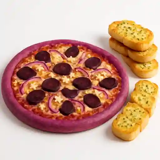 Pizza Violeta Parra + Pan de Ajo y Queso X10
