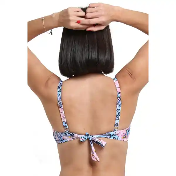 Bikini Estilo Sostén Torcido Copa C Estampado Celeste T. 46 Samia