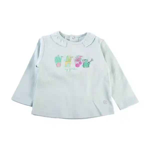 Polera Manga Larga Bebé Niña Menta Talla 3 A Pillin