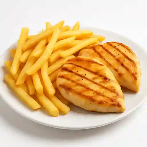 Papas Fritas con Pechuga a la Plancha