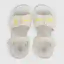 Sandalias Doble Ajuste Flor de Niña Blanco Talla 33 Colloky