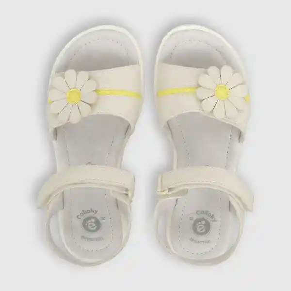 Sandalias Doble Ajuste Flor de Niña Blanco Talla 33 Colloky