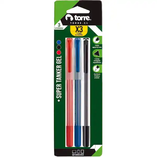 Torre Set Marcador Supertanker Azul Negro Rojo 0.5 mm