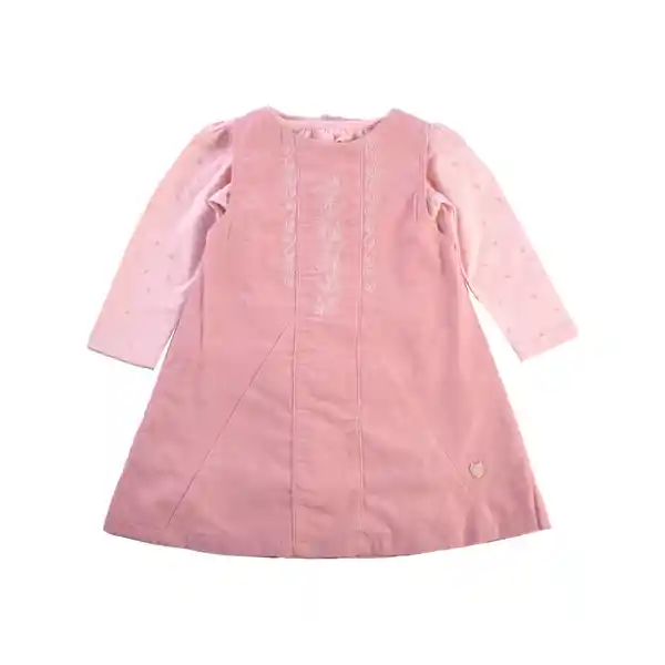 Vestido Cotelé Manga Larga Bebé Niña Rosado Talla 6 M Pillin