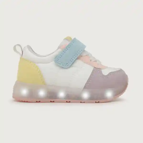 Zapatillas Luces Velcro Elástico Niña Blanco Talla 22 Opaline