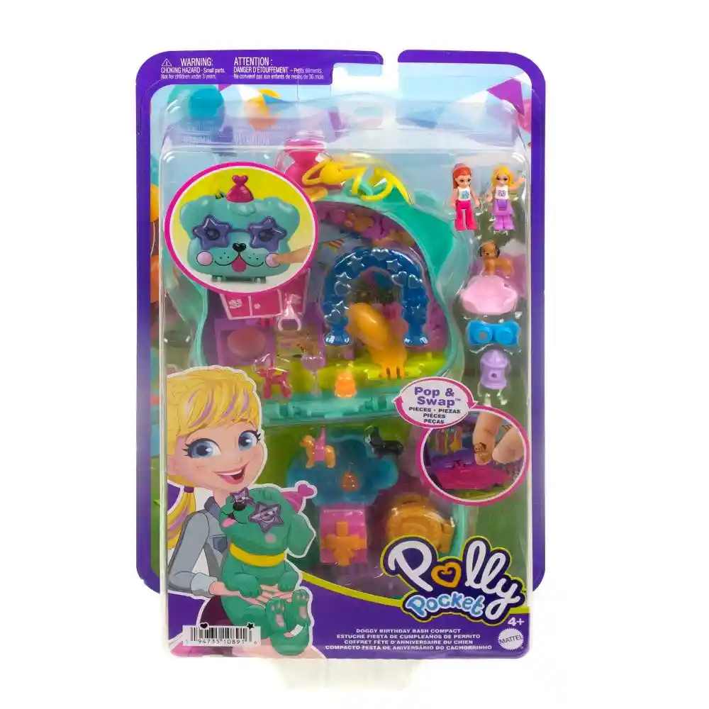 Polly Pocket Juego Compacto Fiesta de Cumpleaños Perrito HKV30