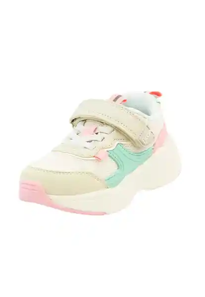 Zapatillas Sport Velcro Elástico Kids Niña Beige Talla 22 872