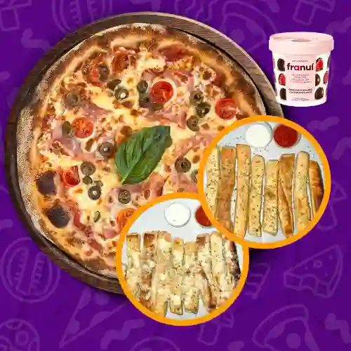 Promo 4 Pizza Familiar +Palito + Franui.