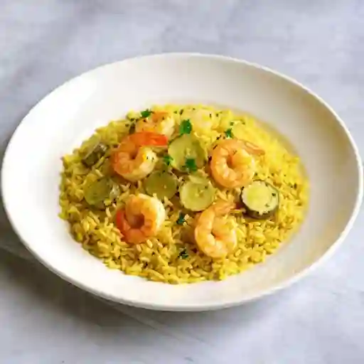Arroz, Camarón y Ostiones en Salsa de Cilantro
