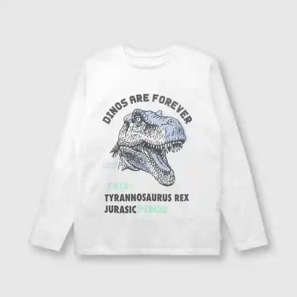 Polera de Niño Dinosaurio Blanco White Talla 12A Colloky