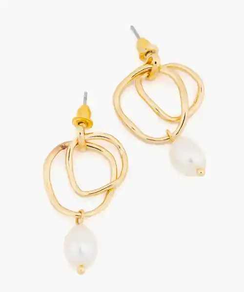 Aros Perlas Colgantes Dorado Lounge