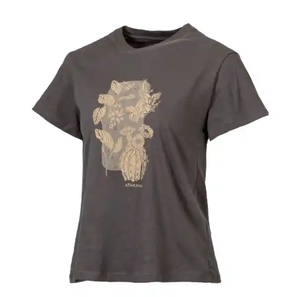 Polera Manga Corta Mujer S Flora Gris Atakama Outdoor