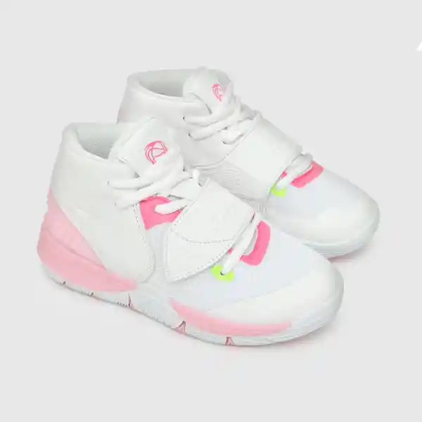 Zapatillas Deportiva Basket Niña Blanco/Rosado Talla 31 Colloky