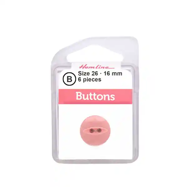 Botón Plástico Ojo De Pez Rosado 16mm 6 D Hb00426.15 16mm 6