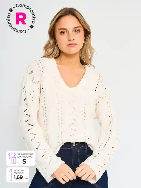 Index Súeter Manga Larga Demar Color P5 Ecru S S25