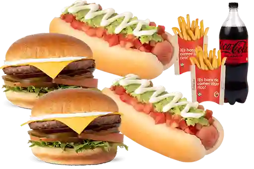 Combo 2 hamburguesas + 2 hot dog