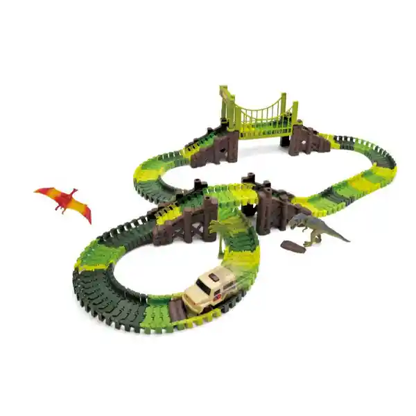 Set de Construcción Pista Flexible Con 2 Dinosaurio