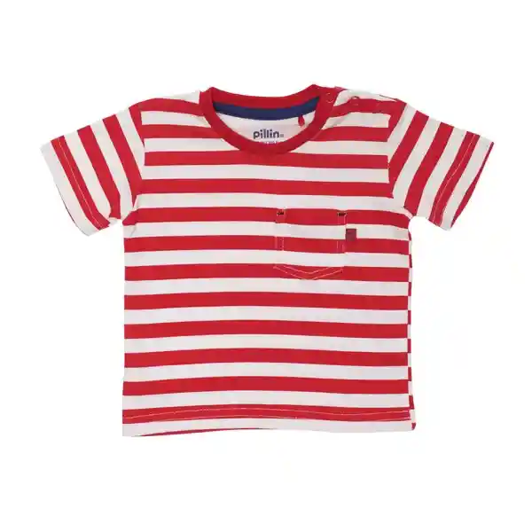 Polera Manga Corta Bebe Niño Rojo Pillin 12 M