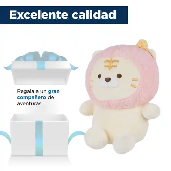 Peluche de Tigre Sentado Rosa y Blanco Miniso