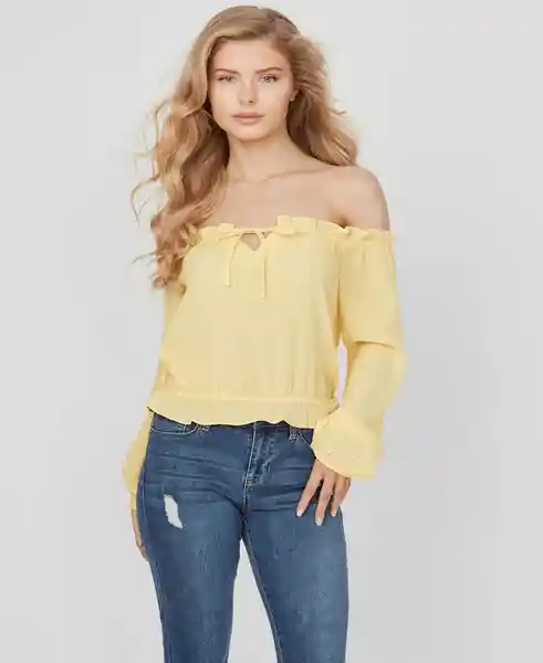 Blusa Manga Larga Gallia Off Amarillo Talla L Guess