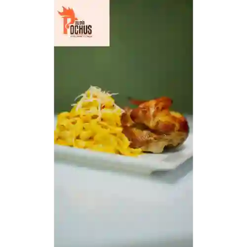 Fettuccini Huancaína con 1/4 de Pollo