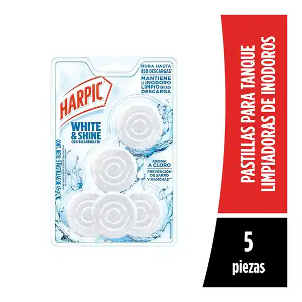 Harpic Pastilla Para Tanque White&Shine Sin Cloro Con 5 Und