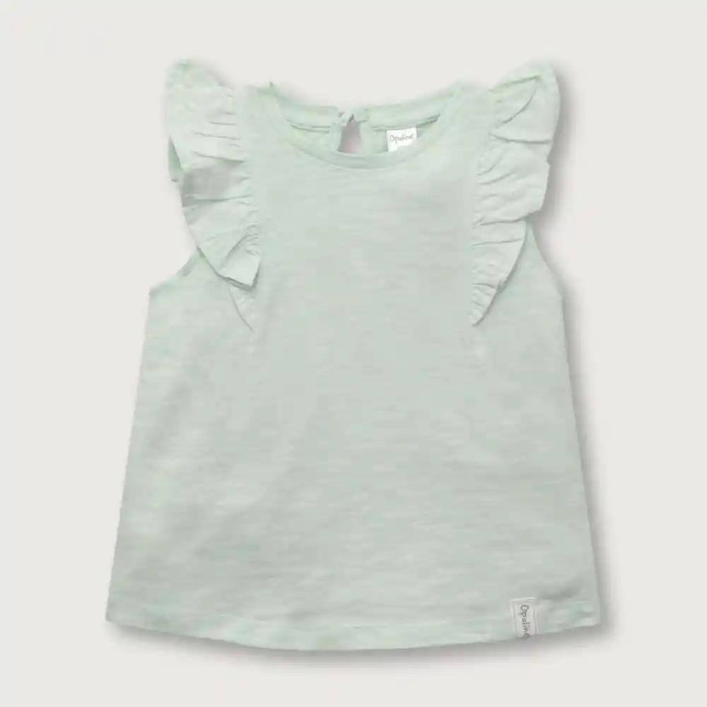 Polera Sin Mangas Con Vuelos Niño Verde Talla 6 Meses