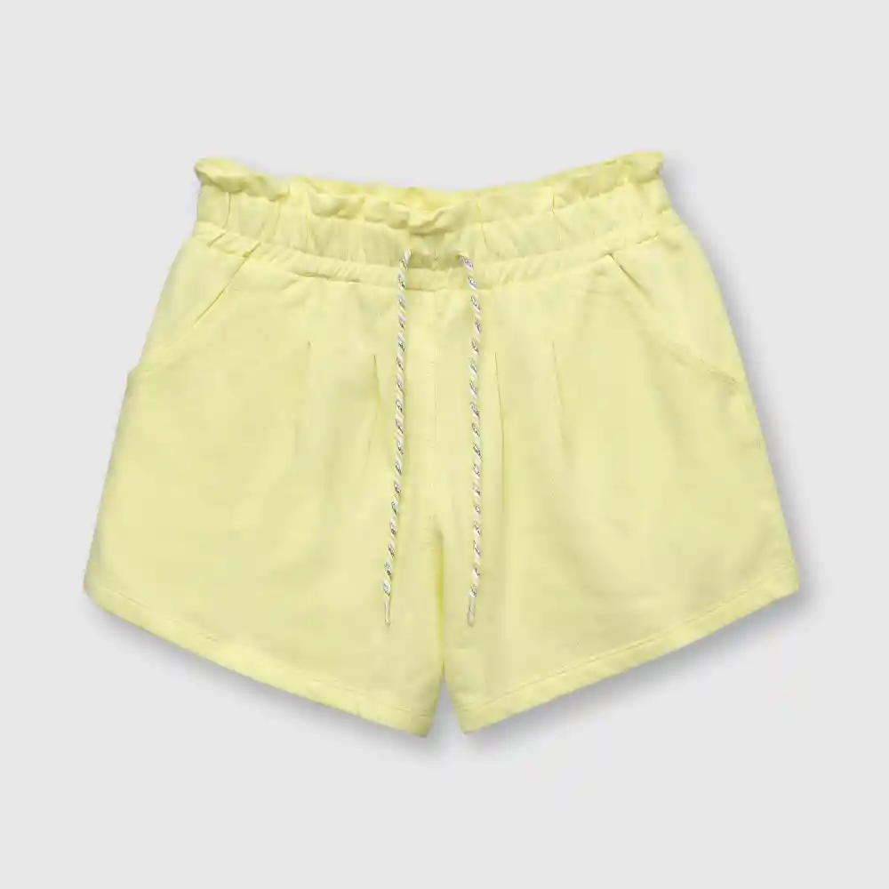 Short Recogido De Punto De Niña Amarillo Talla 2a