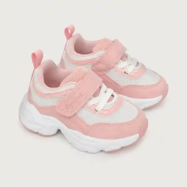 Zapatillas Chunky Velcro Elástico Niña Rosado Talla 24 Opaline