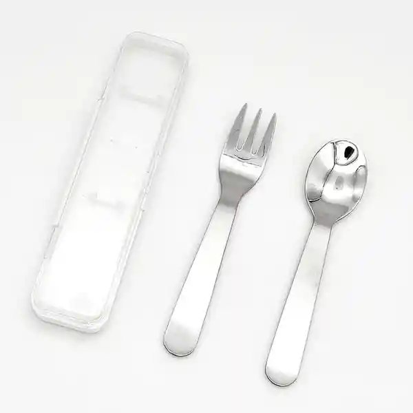 Miniso Kit de Tenedor y Cuchara Blanco